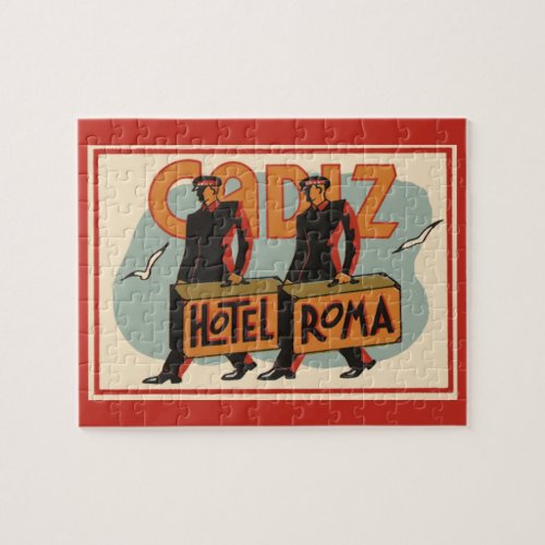 Vintage Travel Bellhops Hotel Roma Cadiz Spain Jigsaw Puzzle