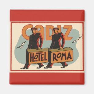 Vintage Travel Bellhops Hotel Roma, Cadiz, Spain Magnet