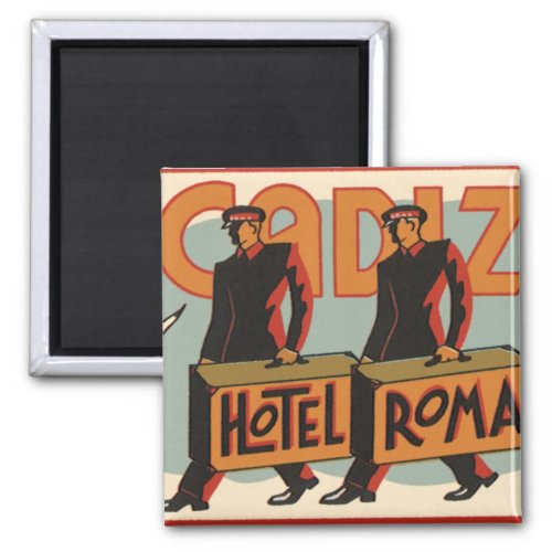 Vintage Travel Bellhops Hotel Roma Cadiz Spain Magnet