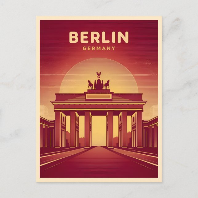 Vintage Travel Berlin Brandenburg Gate Germany Postcard (Front)