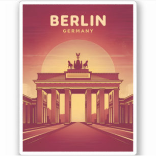 Vintage Travel Berlin Brandenburg Gate Germany Sticker