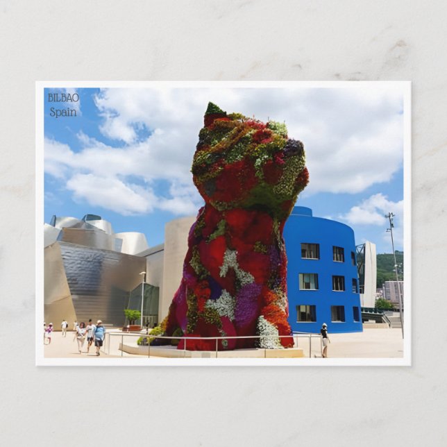 vintage travel Bilbao Spain Guggenheim city  Postcard (Front)