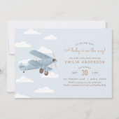 Vintage Travel Biplane Boy Baby Shower Invitation (Front)