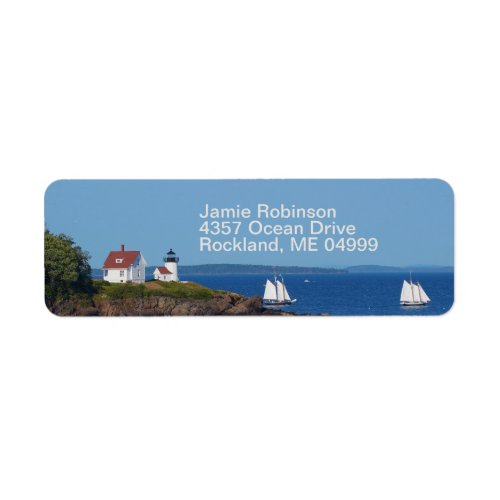 Vintage Travel Blue Ocean Lighthouse Maine Sail Label