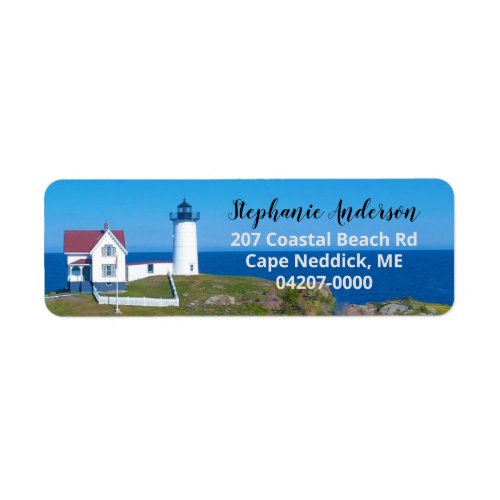 Vintage Travel Blue Ocean Nubble Maine Lighthouse Label