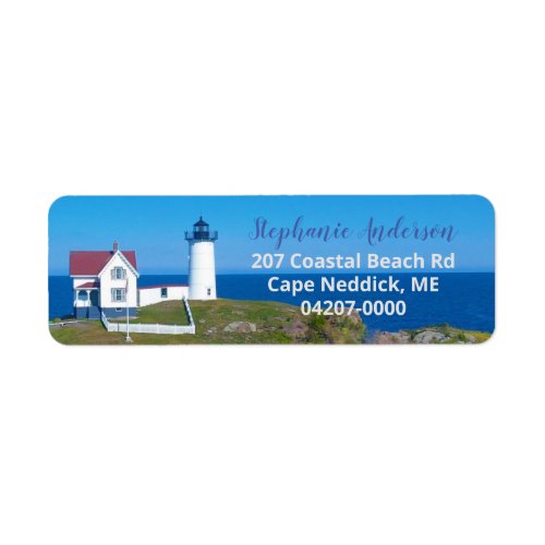Vintage Travel Blue Ocean York Nubble Lighthouse Label