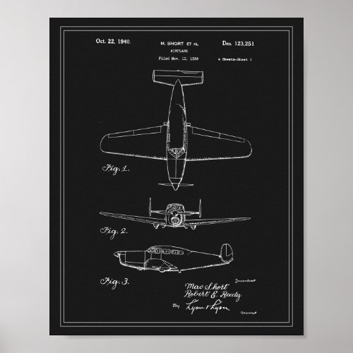 Vintage Travel Blueprint Airplane Patent Poster