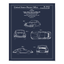 Vintage Travel Blueprint Art Sports Car Patent