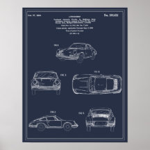 Vintage Travel Blueprint Art Sports Car Patent