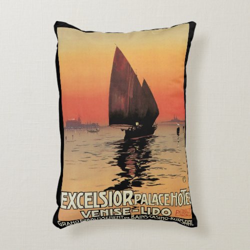 Vintage Travel Boats at Excelsior Palace Venice Accent Pillow