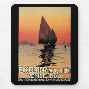 Vintage Travel, Boats at Excelsior Palace Venice Mouse Pad