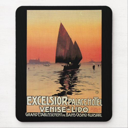 Vintage Travel Boats at Excelsior Palace Venice Mouse Pad