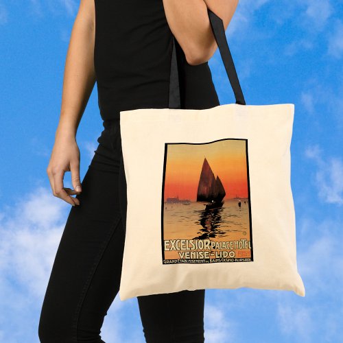 Vintage Travel Boats at Excelsior Palace Venice Tote Bag