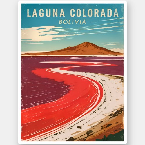 Vintage Travel Bolivia Laguna Colorada Landscape Sticker