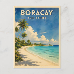 Vintage Travel Boracay Philippines Retro Beach Postcard