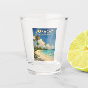 Vintage Travel Boracay Philippines Retro Beach Shot Glass