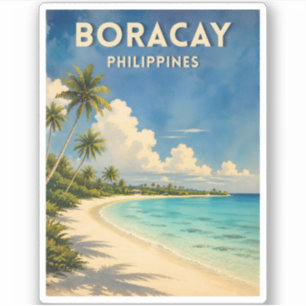 Vintage Travel Boracay Philippines Retro Beach Sticker