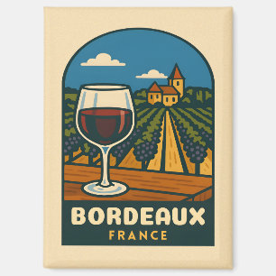 Vintage Travel Bordeaux France Vineyard Retro Magnet