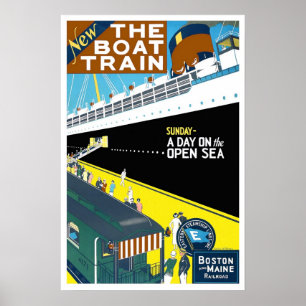 Vintage travel,Boston and Maine Poster