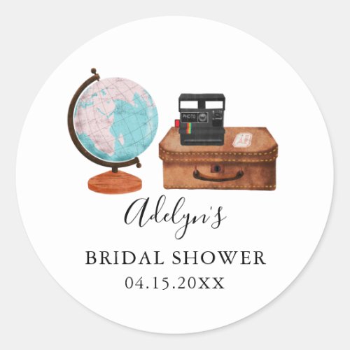 Vintage Travel Bridal Shower Favor  Classic Round Sticker