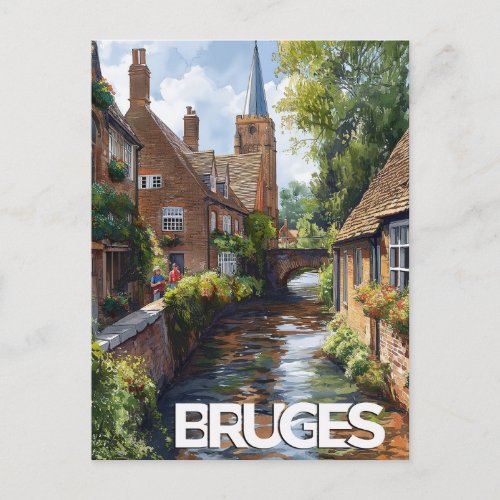 Vintage Travel Bruges Postcard
