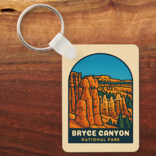 Vintage Travel Bryce Canyon National Park Retro Keychain