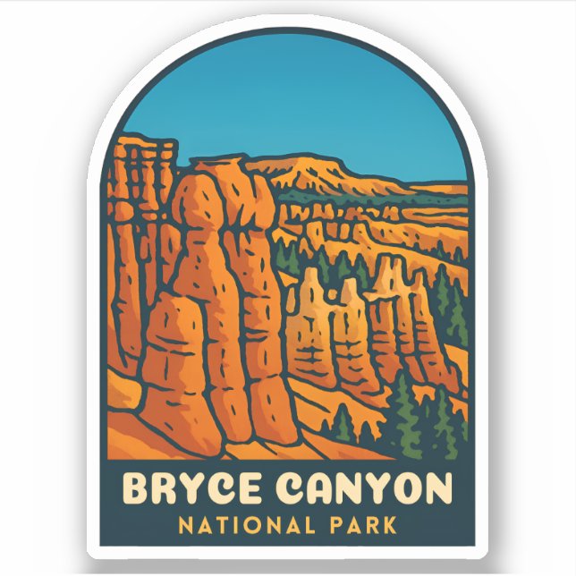 Vintage Travel Bryce Canyon National Park Retro Sticker (Front)