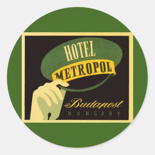 Vintage Travel Budapest Hungary Bellhop Hat Classic Round Sticker