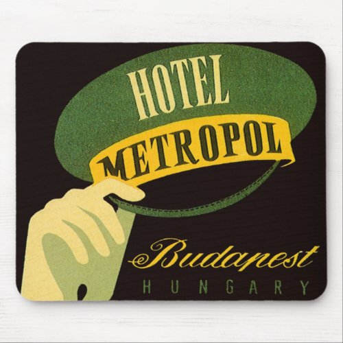 Vintage Travel Budapest Hungary Bellhop Hat Mouse Pad