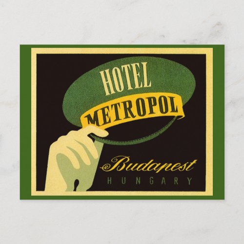 Vintage Travel Budapest Hungary Bellhop Hat Postcard