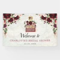 Vintage Travel Burgundy Blush Floral Bridal Shower