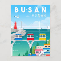 Vintage travel Busan South Korea Vacation retro 
