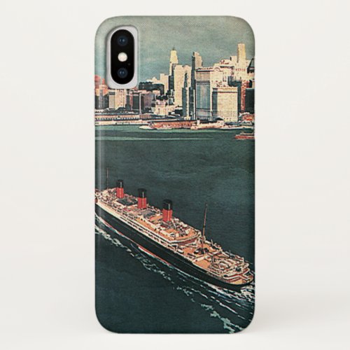 Vintage Travel by Cruise Ship to New York City iPhone X Case
