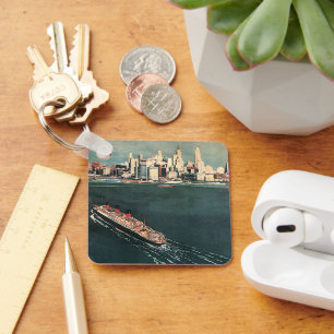 Vintage Travel by Cruise Ship to New York City Keychain