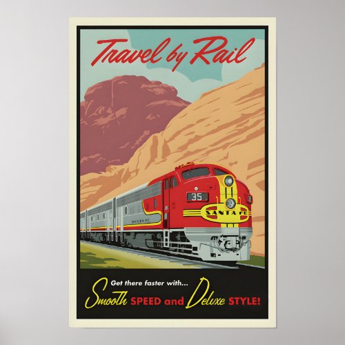 Vintage Travel by Rail Poster Poster