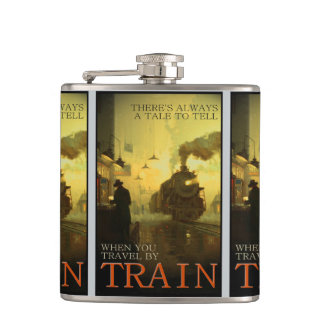 Vintage Travel By Train Liquid Courage Flask