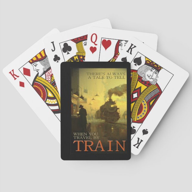 Vintage Travel By Train  Poker Cards (Back)