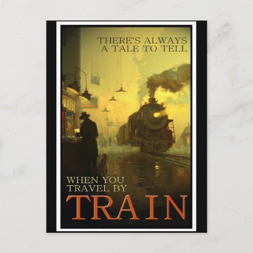 Vintage Travel By Train Postcard