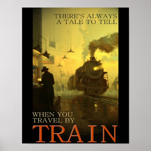 Vintage Travel By Train Poster
