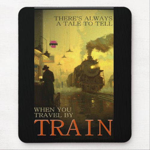 Vintage Travel By Train Poster Mouse Pad