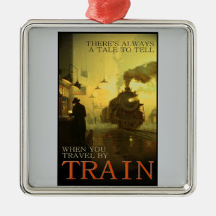 Vintage Travel By Train Premium Ornament