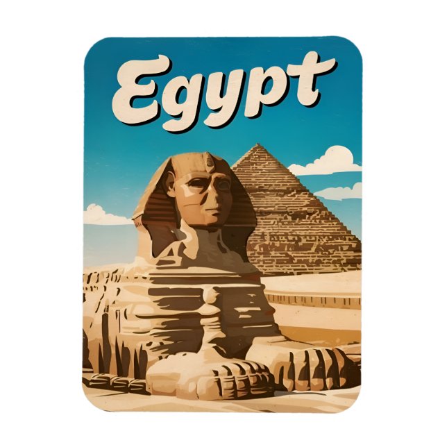 Vintage Travel Cairo Egypt Pyramid Retro Graphic Magnet (Vertical)