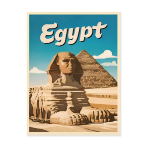 Vintage Travel Cairo Egypt Pyramid Retro Graphic Postcard