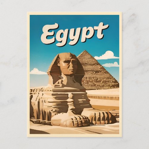 Vintage Travel Cairo Egypt Pyramid Retro Graphic Postcard