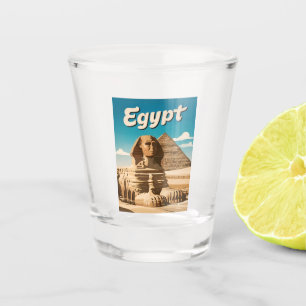 Vintage Travel Cairo Egypt Pyramid Retro Graphic Shot Glass