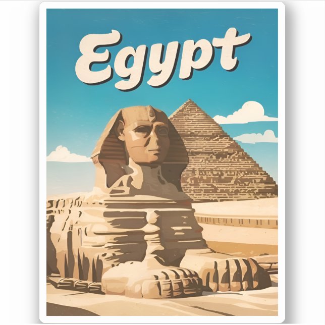Vintage Travel Cairo Egypt Pyramid Retro Graphic Sticker (Front)