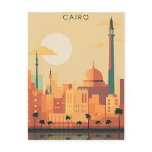 vintage travel Cairo Egypt Pyramids & Sphinx Giza Postcard