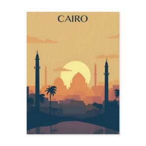 vintage travel Cairo Egypt Pyramids & Sphinx Giza Postcard