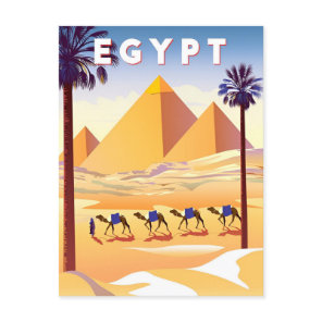 vintage travel Cairo Egypt Pyramids & Sphinx Giza Postcard