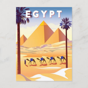 vintage travel Cairo Egypt Pyramids & Sphinx Giza Postcard